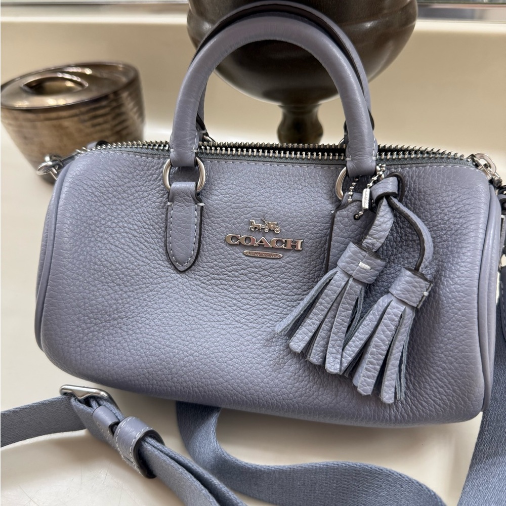 Coach Gray Crossbody Bag with Pebbled Leather